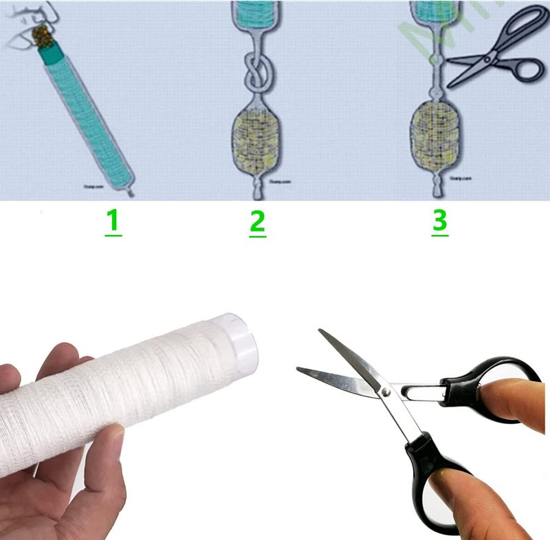 Milepetus PVA Mesh Bait Bags Carp Fishing Mesh Refill Stocking for Boilie Rig w/Funnel and Plunger Carp Fishing Accessory Tools (25MM) - Image 3
